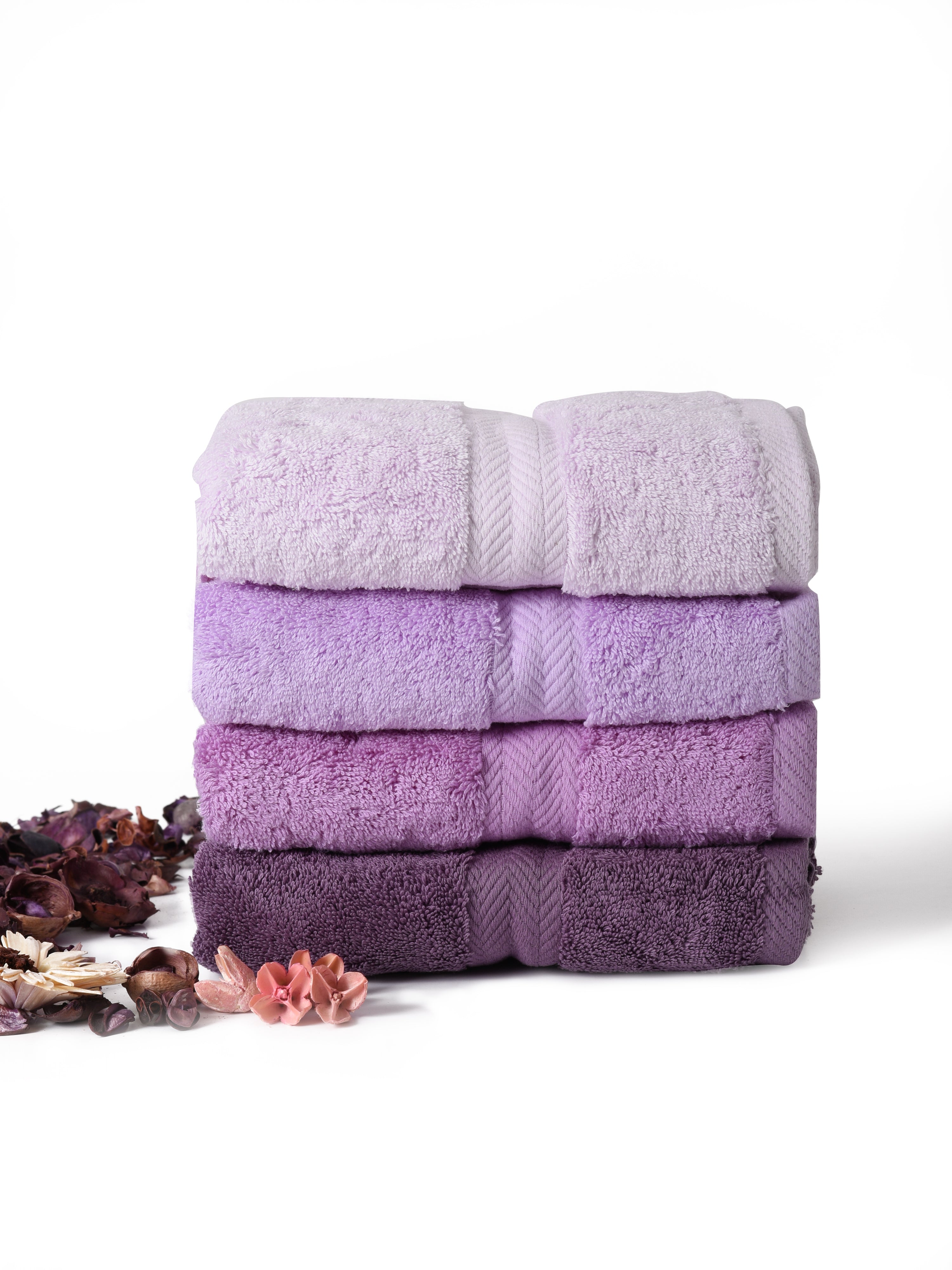 طقم فوط قطن 100% 4 قطع (50*100) violet bloom