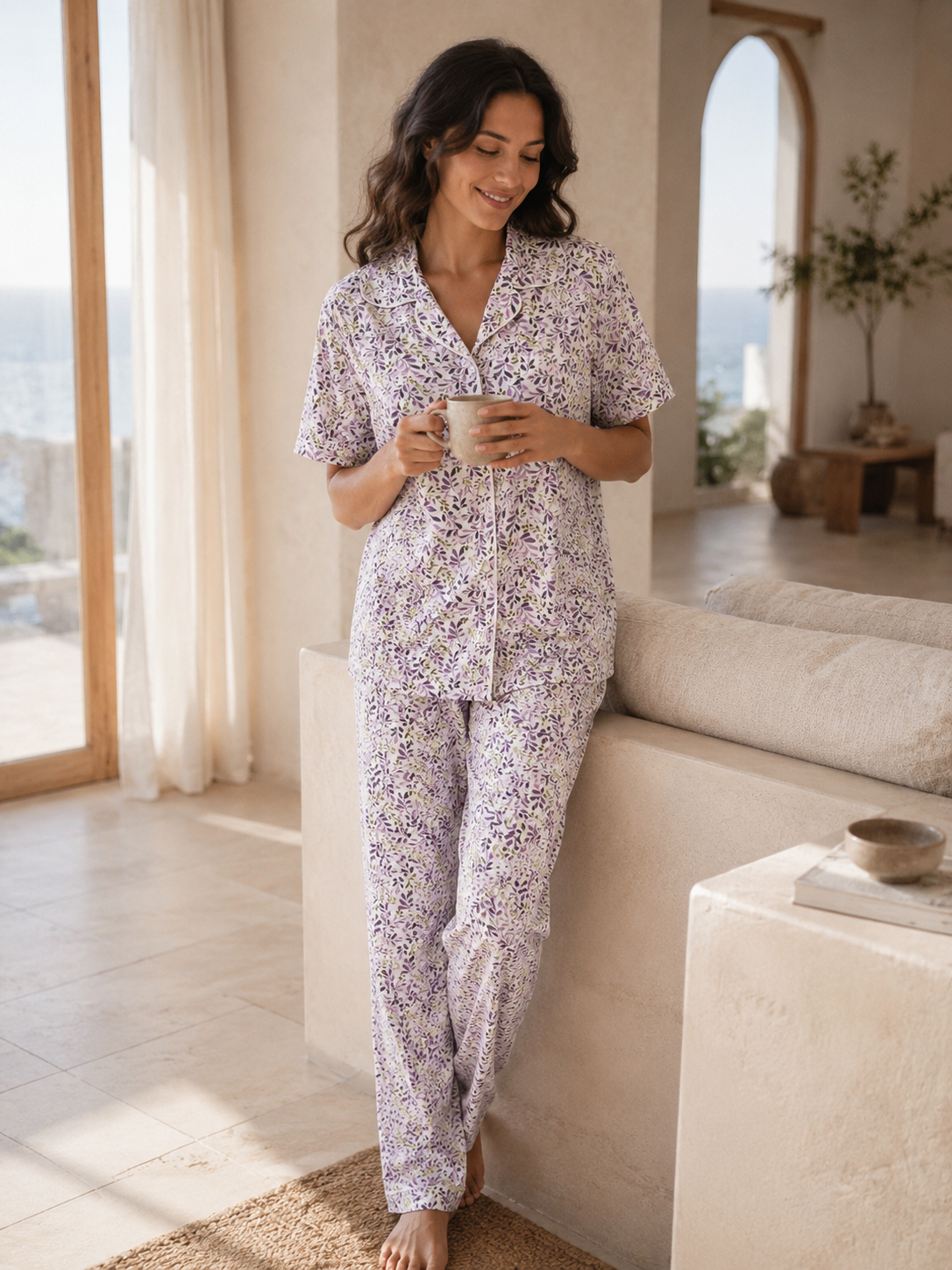 Morning Petals  بيجاما حريمي نص كم زرار