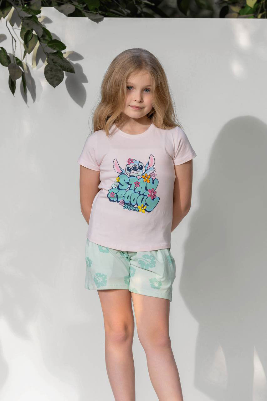 "stay groovy" pajama short set