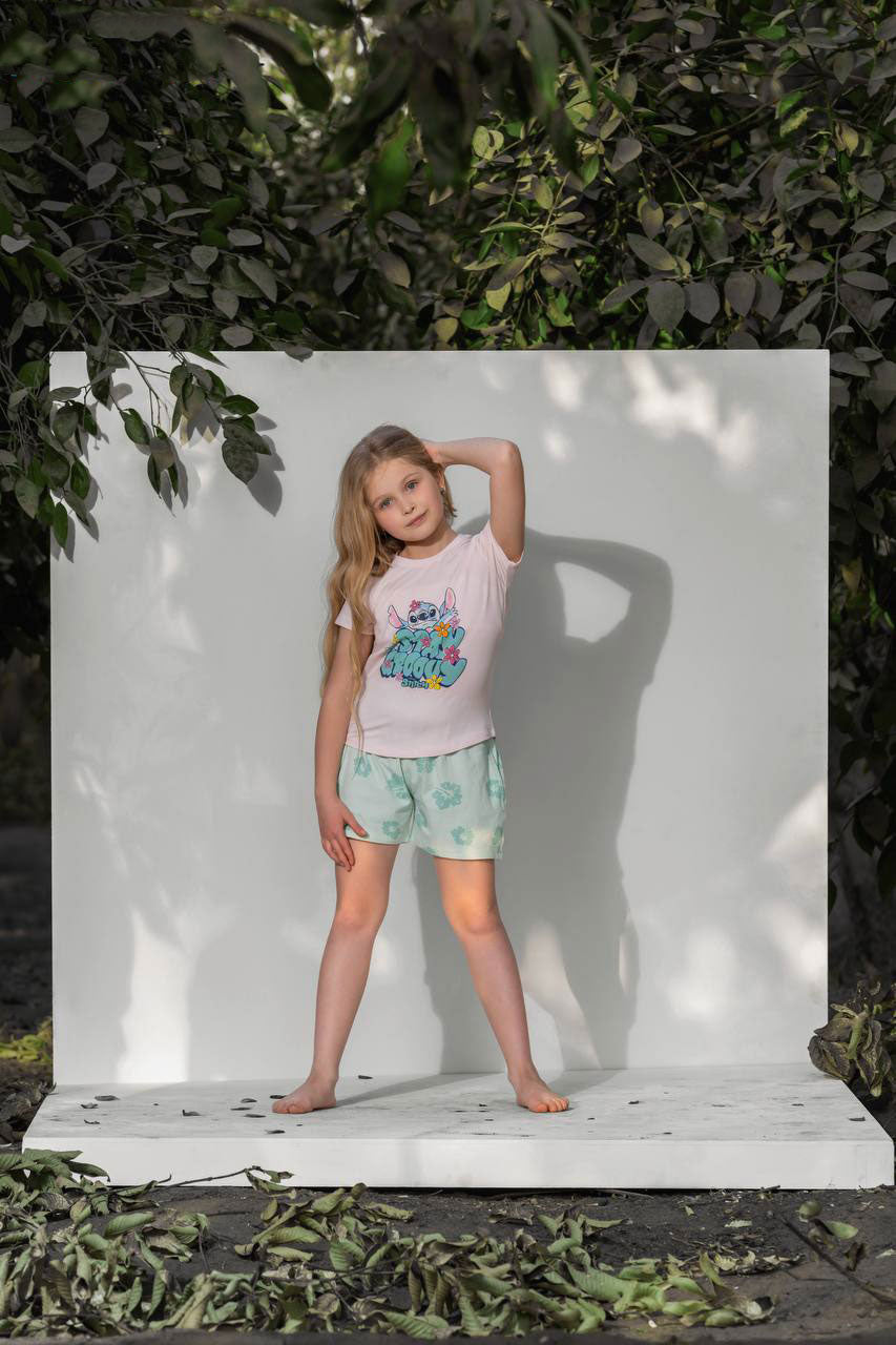 "stay groovy" pajama short set